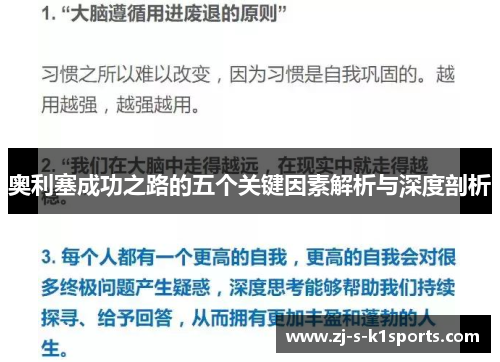 奥利塞成功之路的五个关键因素解析与深度剖析 奥利塞成功之路的五个关键因素解析与深度剖析